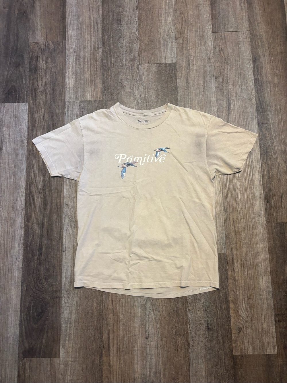 Primitive Tan Tee with Blue Bird Graphic